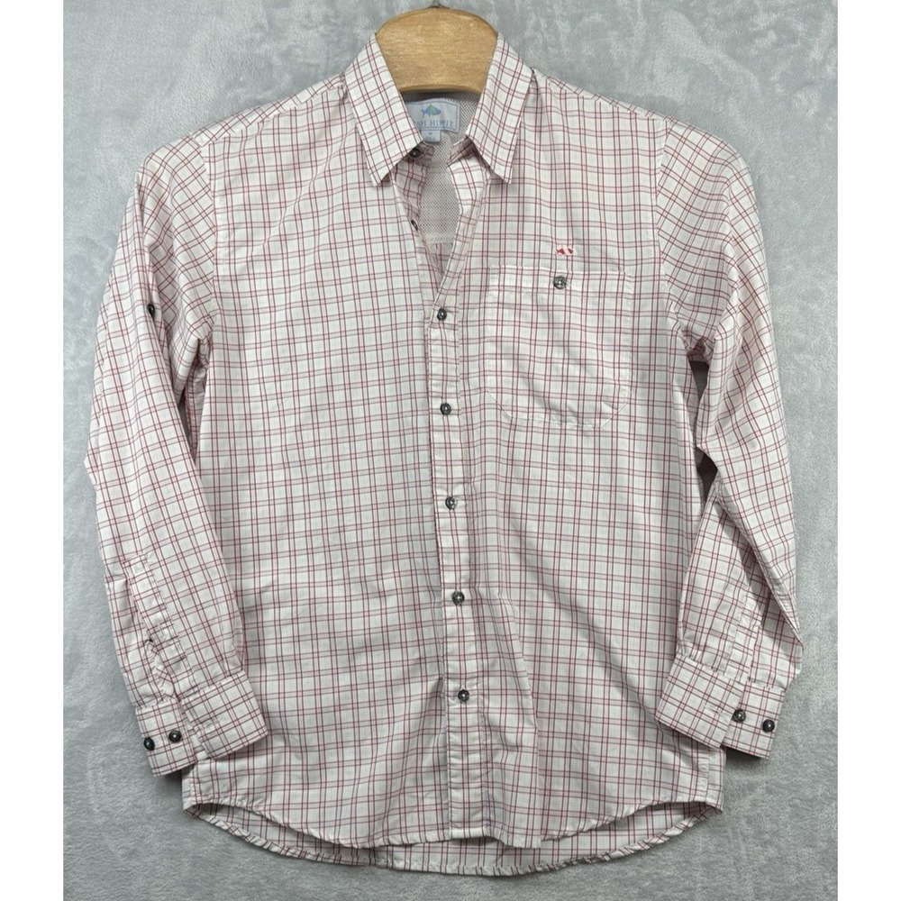 Fish Hippie Plaid Vented Button Up Fishing Hiking Button Down Shirt Men's Size M